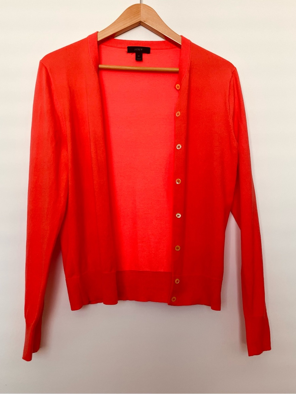 J. Crew Cardigan in Bold Coral Color Lightweight Button Cardigan